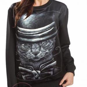 Cat Face Printed Sweater