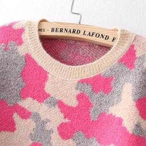 Camouflage Loose Knit Sweater