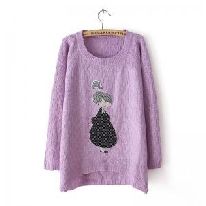 Cartoon Irregular Knit Sweater on Luulla