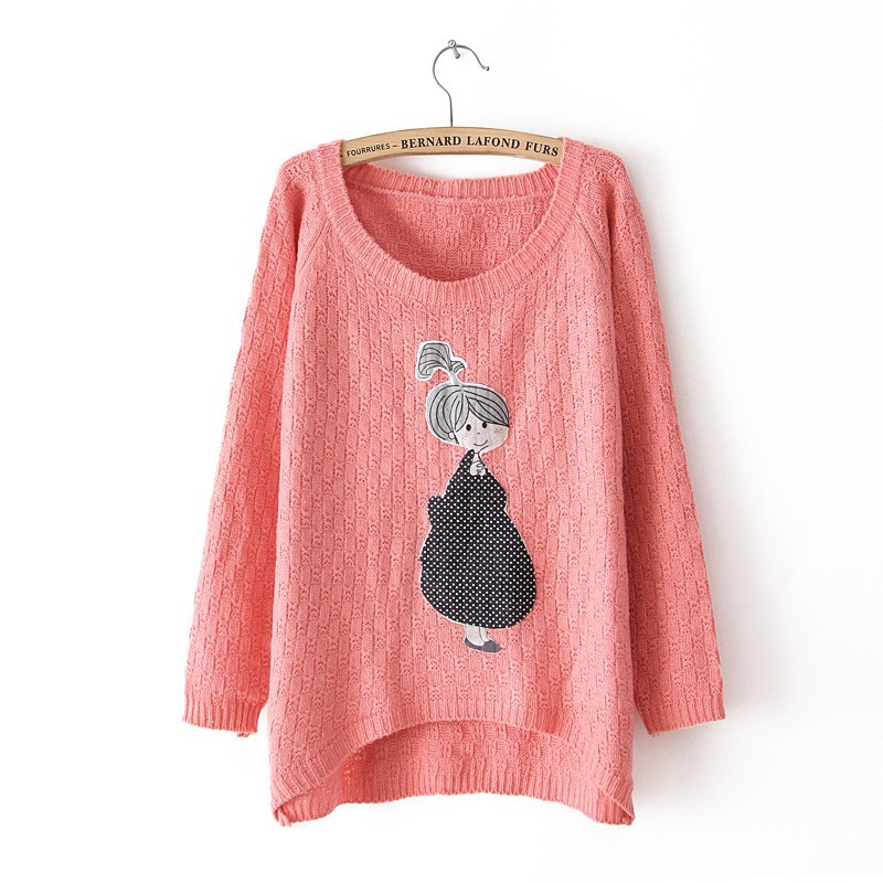 Cartoon Irregular Knit Sweater on Luulla